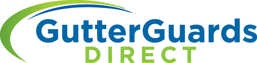gutter guards direct logo with a blue and green double swoop and a transparent background